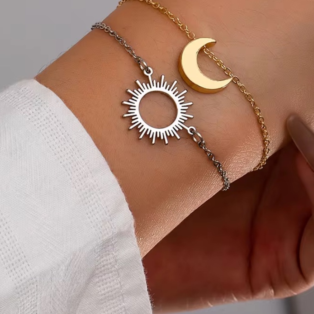 Silver Sunburst Bracelet Charm Stainless Steel